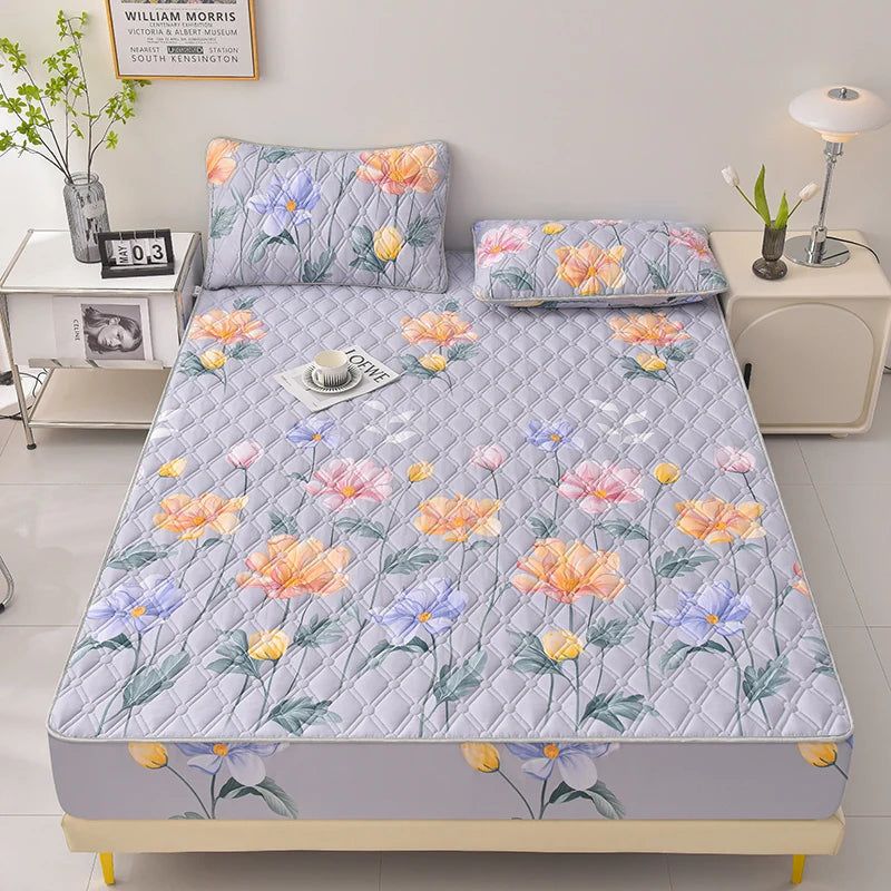 Thicken Mattress Cover for Home funda de colchón 100% Cotton Fitted Bedsheet King Size Floral Bed Covers 150x200(no pillowcase).