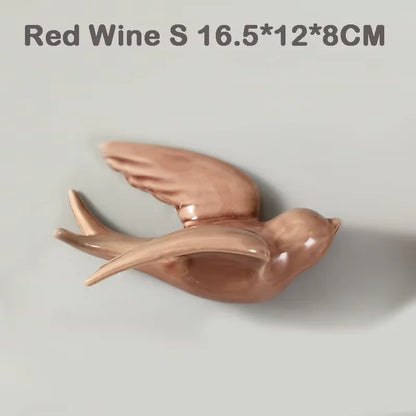 Ceramic Swallows Sparrow 3D Simple Ceramic Birds Murals Wall Hanging Decorations Crafts Home Ornaments Home Wall Sculptures RE