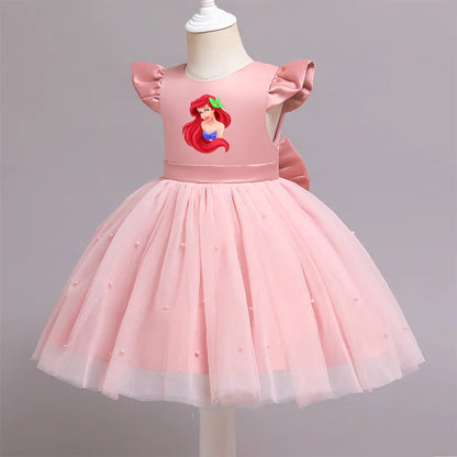 Die kleine Meerjungfrau elegante Prinzessin Spitze Kleid Kinder kleider für Mädchen Vintage Kinder Geburtstags feier Kleider Weihnachts kleidung