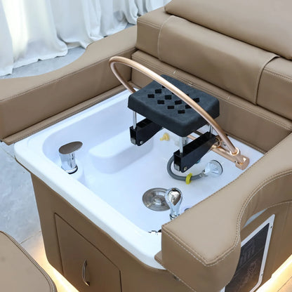 Elektrisches Lift-Shampoo-Bett, All-in-One-SPA-Salonmöbel mit Massage- und Wassercirculation, Waschbecken, Kopfbegasung und Fußbad