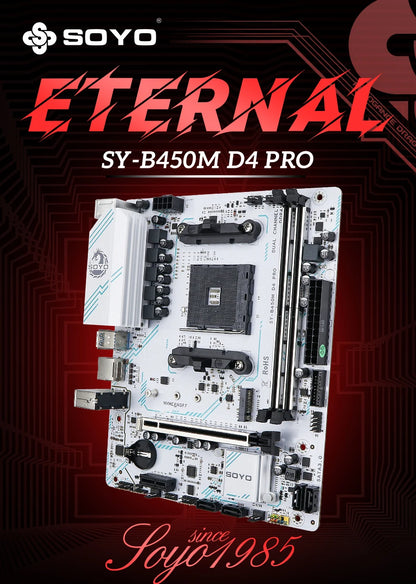 SOYO AMD B450M Game Motherboard DDR4 Memory AM4 Mainboard M.2 NVME Desktop Computer components Supports CPU AMD AM4 Ryzen1-5th.