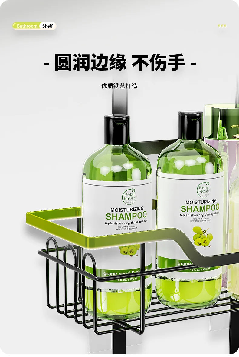 Bohrfreies Badezimmerregal über der Tür, hängender Organizer, wandmontiertes Korbregal, mehrschichtiges Duschraum-Aufbewahrungsregal für Toilette