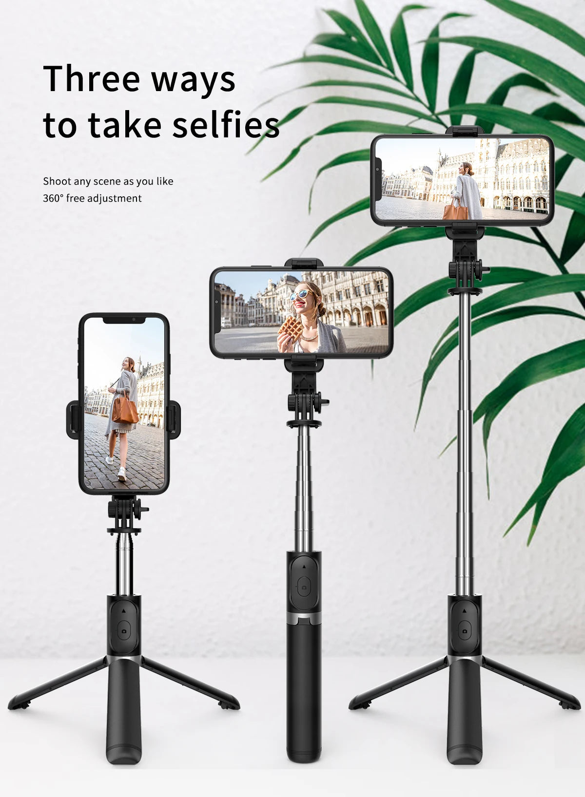 Q02 Foldable Tripod Selfie Stick Wireless Bluetooth Live Stand Holder Stabilizer for Huawei Xiaomi iPhone Cell Phone.