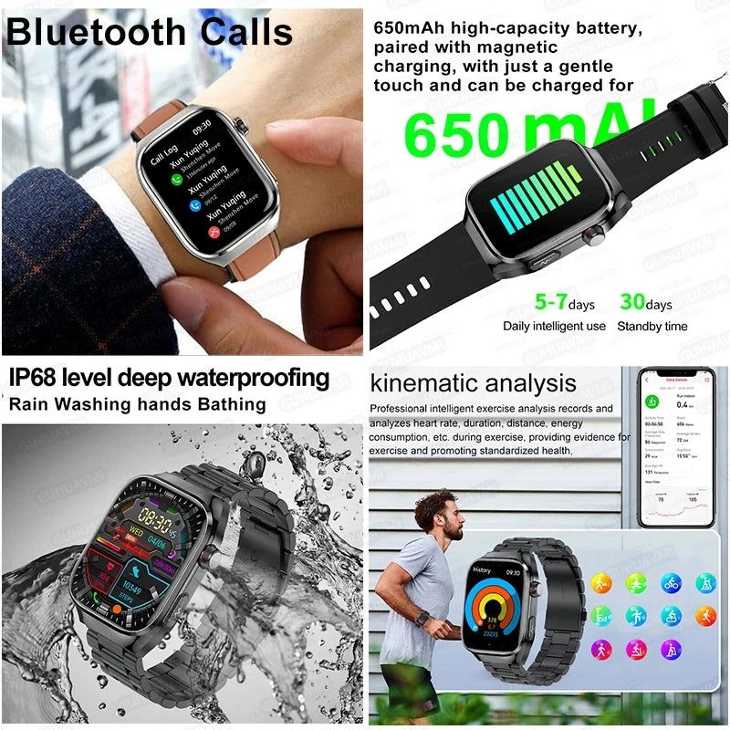2025 New For XIAOMI Uric acid Blood lipids Smart Watch Men ECG+PPG Blood pressure Blood oxygen Bluetooth Call Health Smartwatchs.