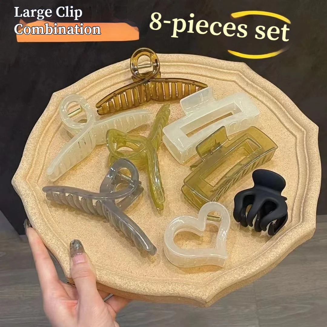 New 8-137PCS Set Hair Clip Combination Women Hair Accessories Grab Clip Hair Band Temperament Hairclip High Ponytail Headband.
