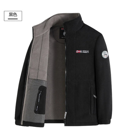 Outdoor Ski Fleece Jacket Men's Autumn And Winter Brand Thick Very Cold Plush Lapel Coat Casual Snow Windproof Sweatshirt Jacket.