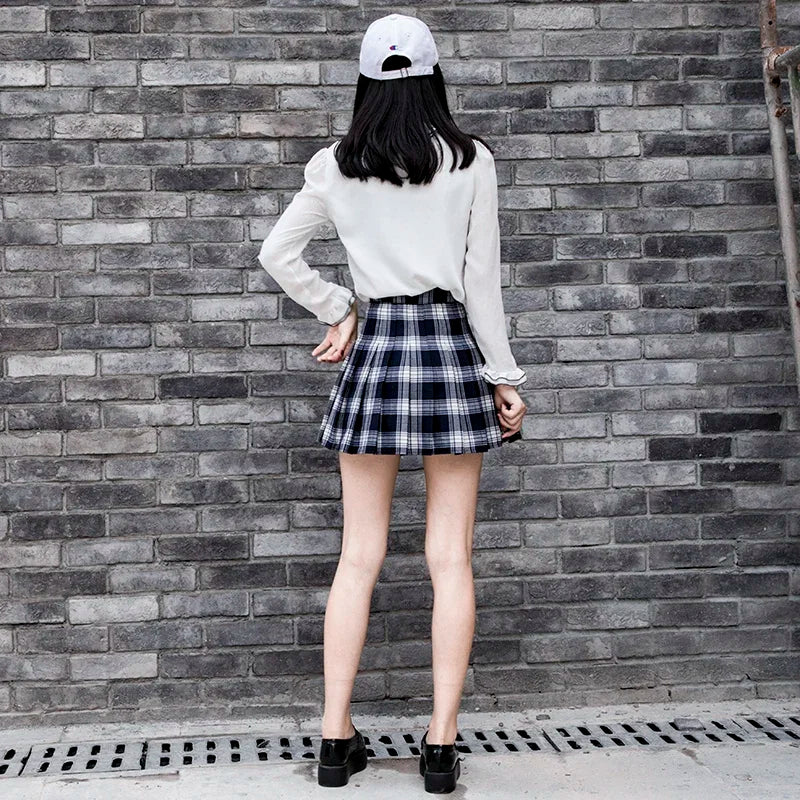 Mini High Waist Pleated Skirts Plaid Sweet Women Harajuku A-line Sailor Autumn Chic Skirts for Women Clothes.