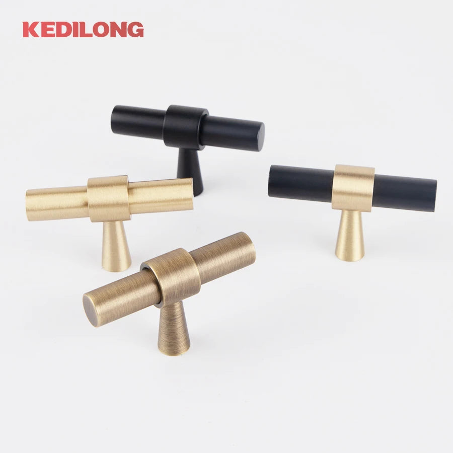 KEDLO Solid Brass Brushed Antique Brass Bronze 500mm Pull Drawer Knobs T Bar Kitchen Cabinet Handle