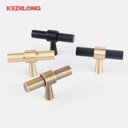 KEDLO Solid Brass Brushed Antique Brass Bronze 500mm Pull Drawer Knobs T Bar Kitchen Cabinet Handle