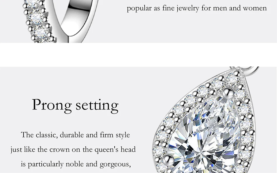 PERFANY 1CT Pear Cut Moissanite Earrings for Women S925 Pure Silver Laboratory Cultivated Diamonds Elegant Wedding Jewelry.