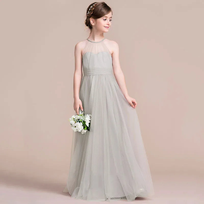 Formelle Kleidung für Kinder, hochwertiges graues Mädchen-Geigen-Performance-Kleid, große Kinder, Orchester-Host-Kleid, Blumenmädchen, Frühling und Herbst.