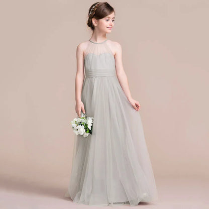 Formelle Kleidung für Kinder, hochwertiges graues Mädchen-Geigen-Performance-Kleid, große Kinder, Orchester-Host-Kleid, Blumenmädchen, Frühling und Herbst.