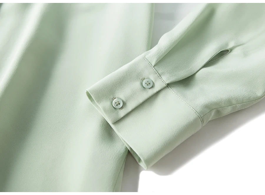 SuyaDream Damen-Seidenhemden, 100 % echte Seide, solide, langärmelige, schicke Blusen mit Knöpfen, 2025, Frühling, Sommer, Büro-Dame-Top, Weiß