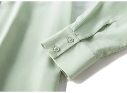 SuyaDream Damen-Seidenhemden, 100 % echte Seide, solide, langärmelige, schicke Blusen mit Knöpfen, 2025, Frühling, Sommer, Büro-Dame-Top, Weiß