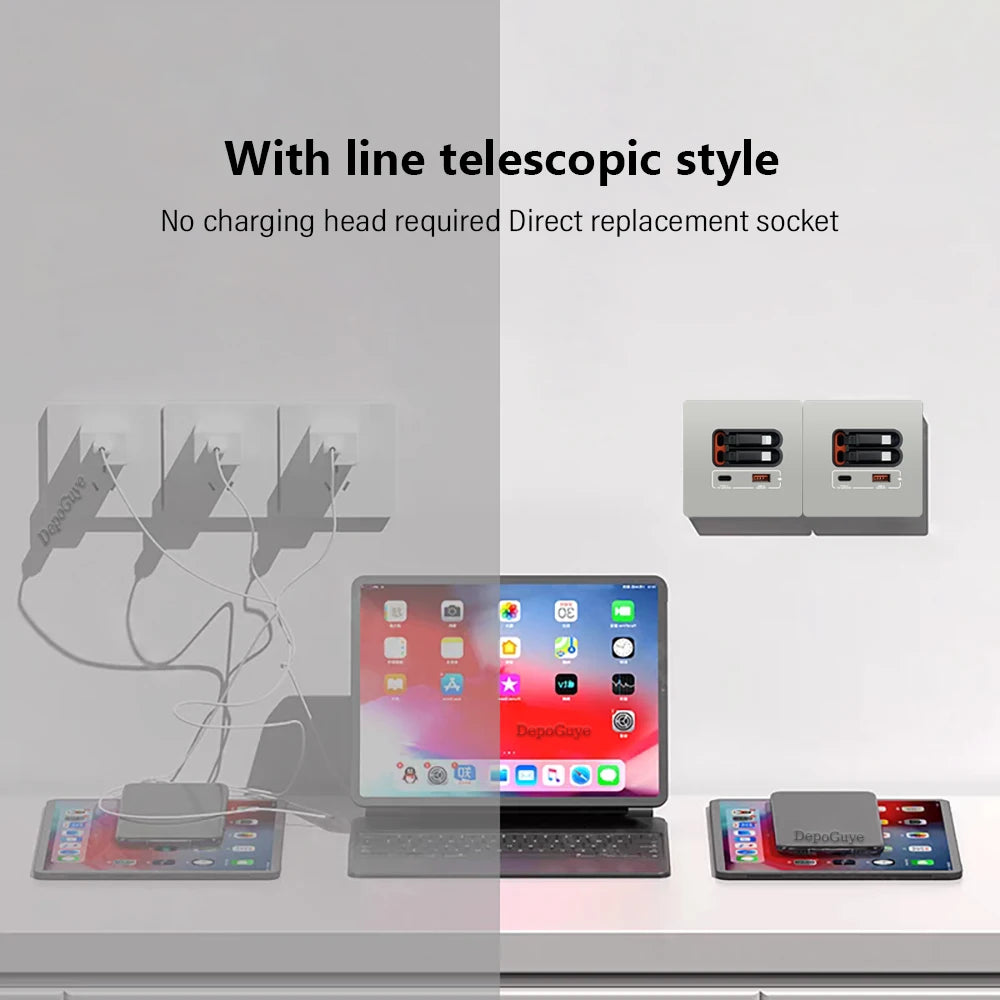 EU Universal 20W USB C Smart Steckdose Panel mit Dual Typ-C Schnellladeanschlüssen Steckdose, Handy-Lade-Typ-C-Buchse.