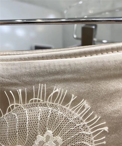 High-End Retro Satin Lace Stitching Skirt Women's 2024 Summer High Waist Slimming Court Style Temperament Mid-Length Skirt.