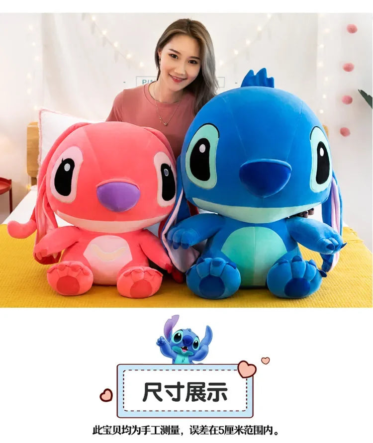80cm Big Size Disney LILO & Stitch Anime Plush Stuffed Doll Room Plushies Pillow Ornaments Peluche Children's Holiday Gifts.