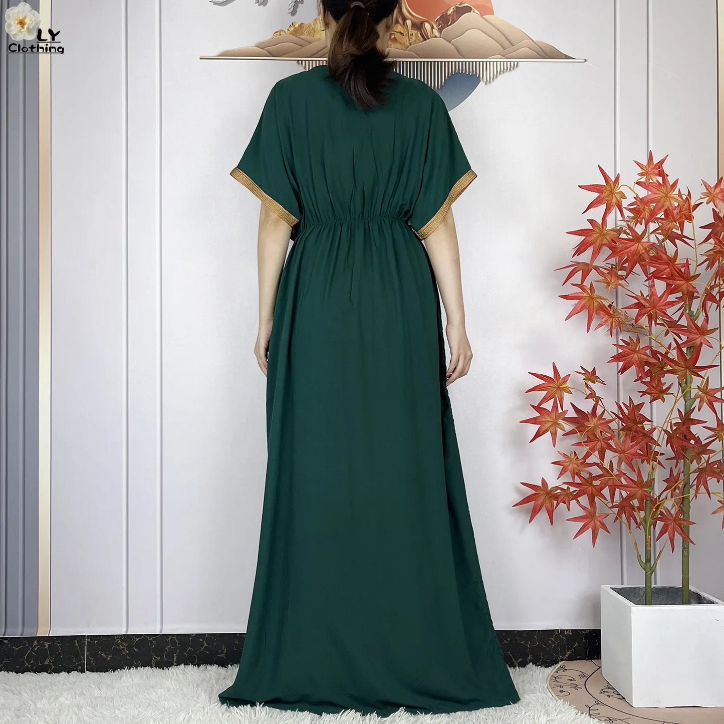 New Dubai Fashion Women Party Evening Dress 2024 Summer Short Sleeve Elasticity Embroidery Femme Robe African Islam Loose Abaya.