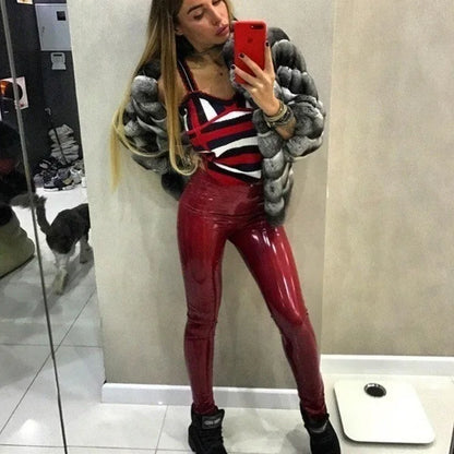 Women Sexy Pu Leather Leggings Big Size Bright Leggings Outdoor Walking Jogging High Waist Butt Liftting Casual Yoga Pants.