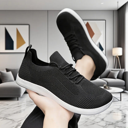 Wide Barefoot Shoes for Men Trendy Black Mesh Casual Walking Sneakers Breathable Non-Slip Minimalist Casual Wide Toe Men Shoes.