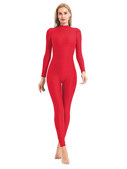 Unisex  Turtleneck Unitard Full Body Leotard  Long Sleeve Yoga Bodysuit Women Catsuit Daily Fitness Wear Cosplay Suits