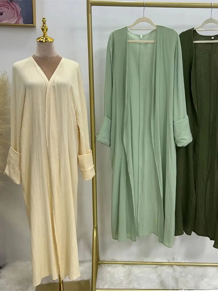 Modest Kimono Abaya Dubai Muslim Sets Islam Kaftan Dresses Kebaya Robe Femme Musulmane Abayas For Women Caftan Marocain Djellaba.