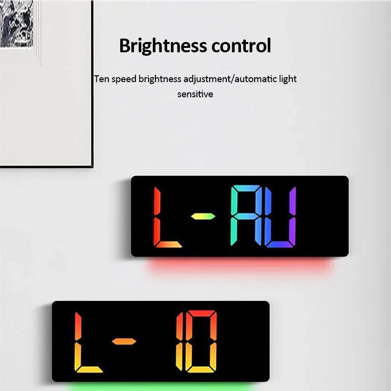 17-Zoll großer digitaler Wecker mit 11 Farben und dynamischem RGB-Display, RGB-LED-Wanduhr mit Farbwechsel/Doppelalarm/Raumdekoration