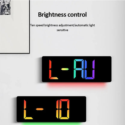 17-Zoll großer digitaler Wecker mit 11 Farben und dynamischem RGB-Display, RGB-LED-Wanduhr mit Farbwechsel/Doppelalarm/Raumdekoration