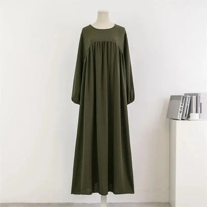 Muslim Loose plus Size Long Sleeve over Knee Pure Color Hooded Gown Spring Autumn Cross Border Fashionable Maxi Dress