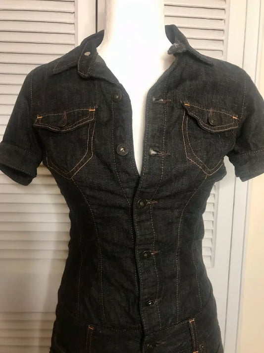 2025 Street European and American Sexy Oversized Denim Shirt Casual High Street Striped Button Top Y2k New Punk Clothing Women.