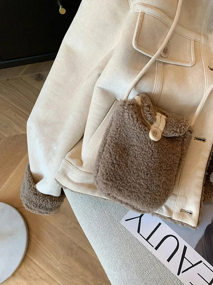 Wildleder Samt Lamm Jacke Frauen Herbst Winter Dicke Warme Turndown Kragen Mantel Y2K Lose Streetwear Alle Spiel Langarm Outwear