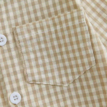 Kleinkind Niedlicher Gitter Revers Overall Kleinkind Dünner Stil Freizeit Einteiliger Baby Herbst Body