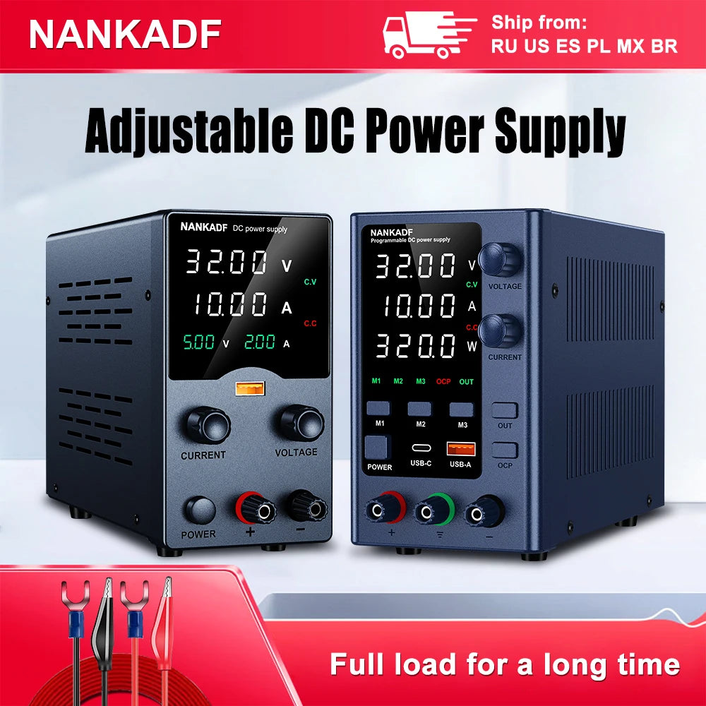 NANKADF DC laboratory power supply 30V 10A bench power supply encoder regulates voltage and current Dual input voltage 220V/110V.