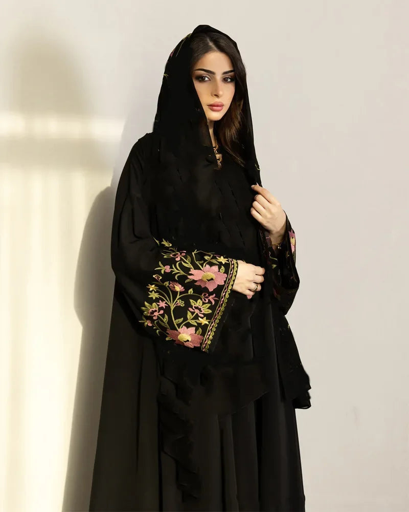 Eid Frauen Muslimischen Abaya Kleid Stickerei Strickjacke Kaftan Party Jalabiya Ramadan Lange Abayas Vestidos Largos Arabischen Lange Robe.