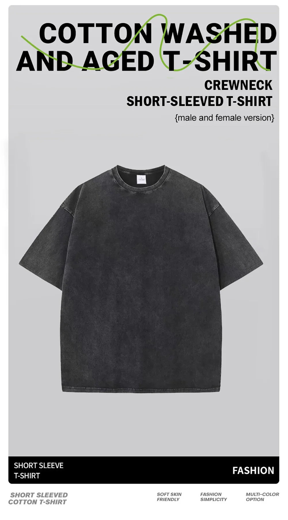 American Style Retro Heavyweight Solid Color Short Sleeved T-shirt Men Women Summer Street Trendy Washed Old Oversized Clothes.