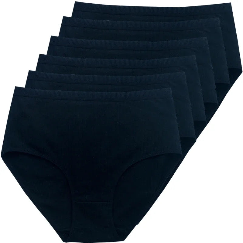 6pcs Cotton Women Panties Lady Plus Size Underwear High Waist Briefs Breathable Solid Color Female Lingerie Shorts