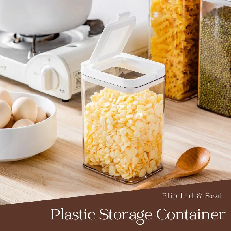 Kitchen Storage Pots, Food Storage Box for Rice Cereal,Pasta,Snacks, Food containers, Flip & Sealed & leak-proof.