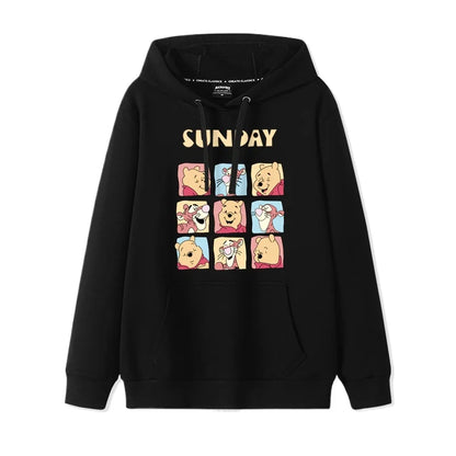 Cartoon Winnie the Pooh Mode einfacher Pullover Damen lockere und bequeme Kapuze vielseitige Paar Freundin Pullover Jacke