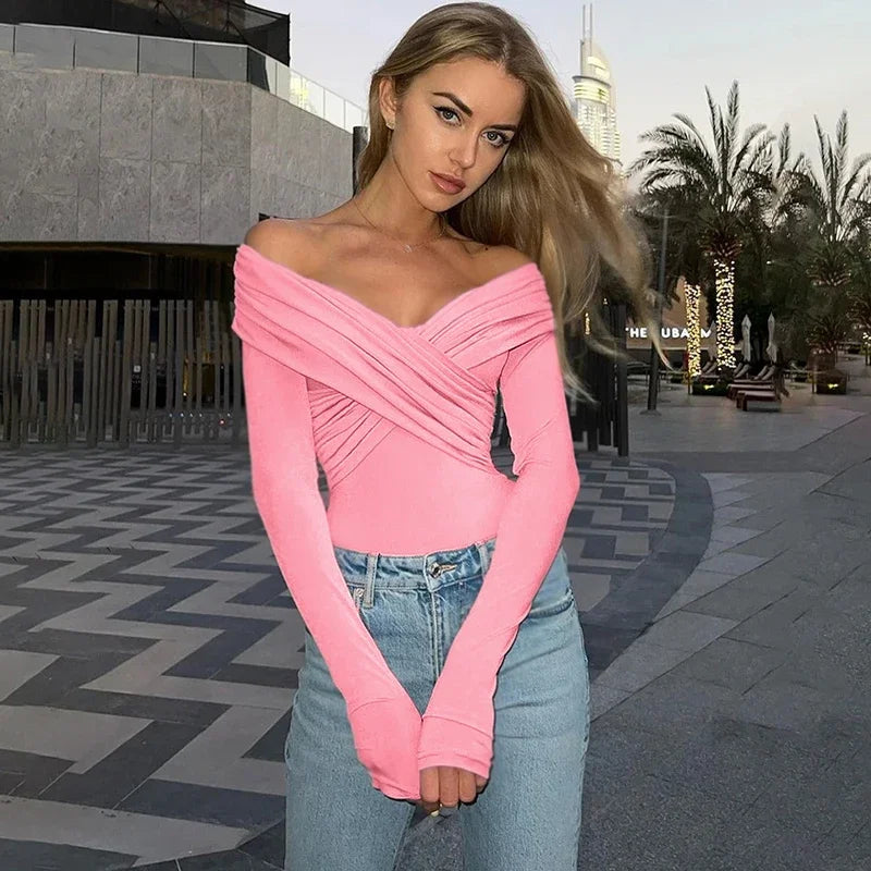 Women Spring Sexy Red Bodysuits Backless Solid Corset Slim Fashion Crossed Bodysuits Long Sleeves Casual Female Knitted Rompers.