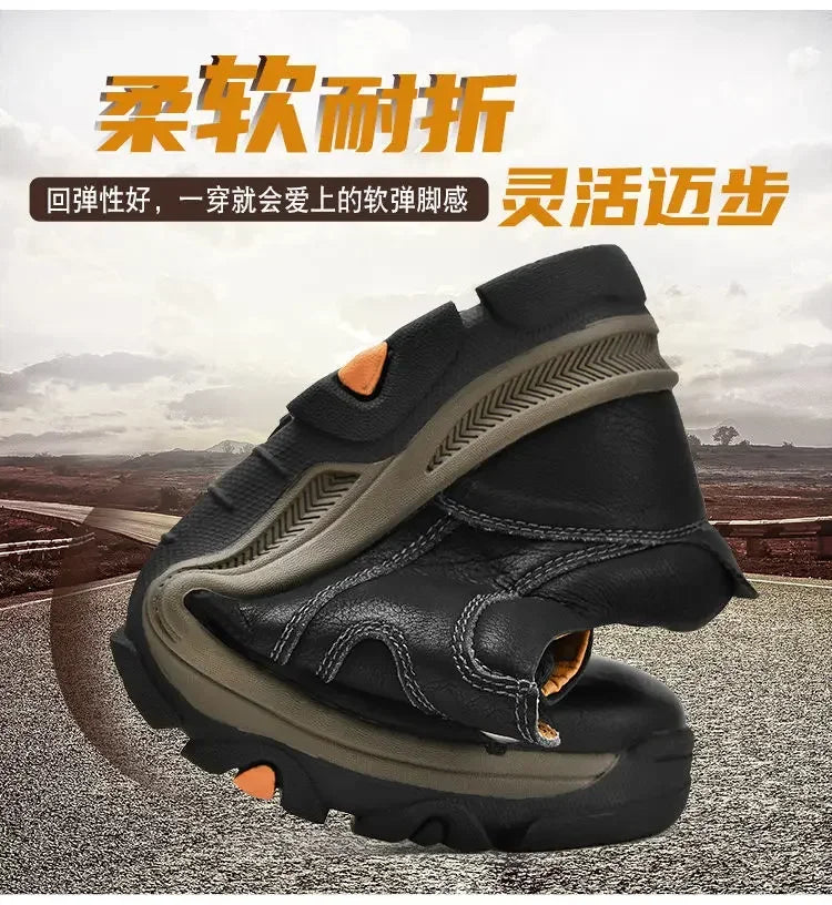 Non-slip Leather Men Hiking Shoes High Quality Man Casual Sneakers Comfortable Sport Shoes Breathable Retro Men Walking Sneakers.