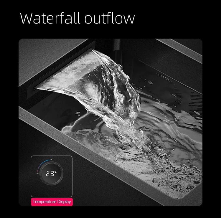 ASRAS Hidden Double Sinks Smart Purifying Kitchen Island Sinks Flip Cover Hidden 4mm Thickness Handmade kitchen Sinks