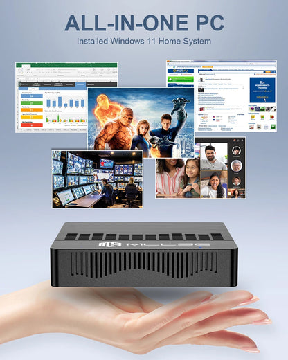 MLLSE M2 Air Mini PC Intel Celeron N4000 CPU Window11 6GB RAM 128GB ROM Dual-Band WiFi VGA Portable Mini Computer BT4.2.