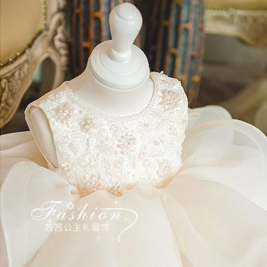 Blumenmädchenkleid Hochzeitskleid 2024Neues Modenschau-Performance-Kleid zum ersten Geburtstag für Kinder Prinzessinnenkleid für Mädchen Flauschig