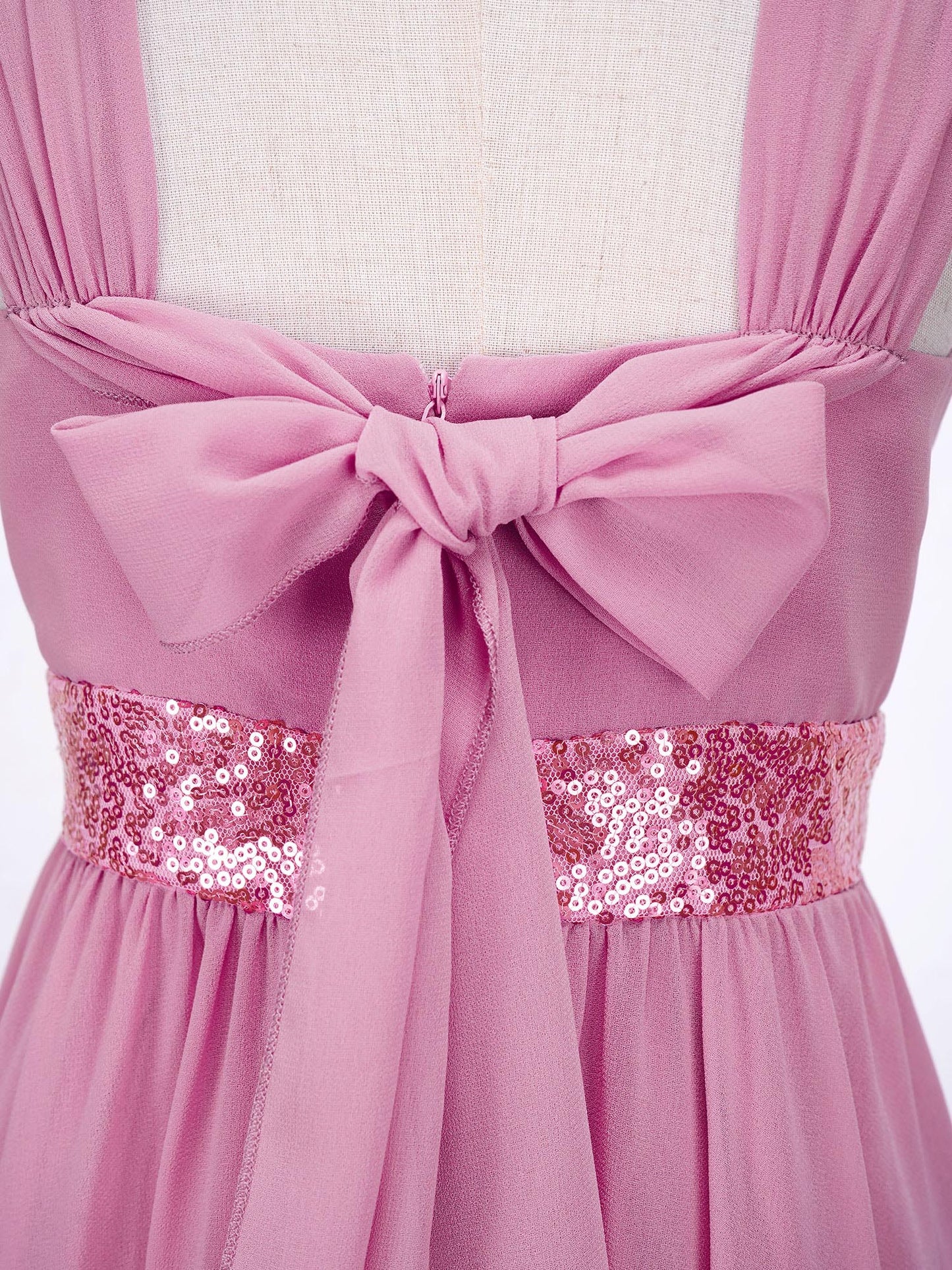 Kinder Blumenmädchenkleid Ärmellos Pailletten Hi-Low-Saum Abendkleid Elegantes Chiffon Prinzessin Geburtstag Formales Hochzeitskleid