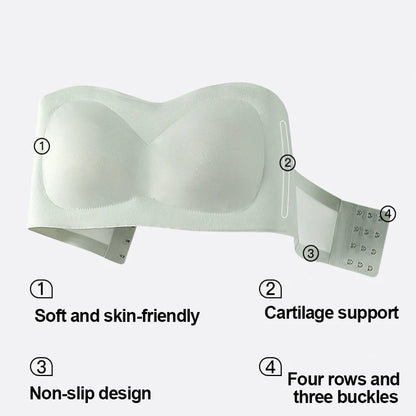 2Pcs/Set Sexy Seamless Top Bra Invisible strapless Bras Women Underwear thin Non slip Push up Bralette Wireless Female Lingerie.