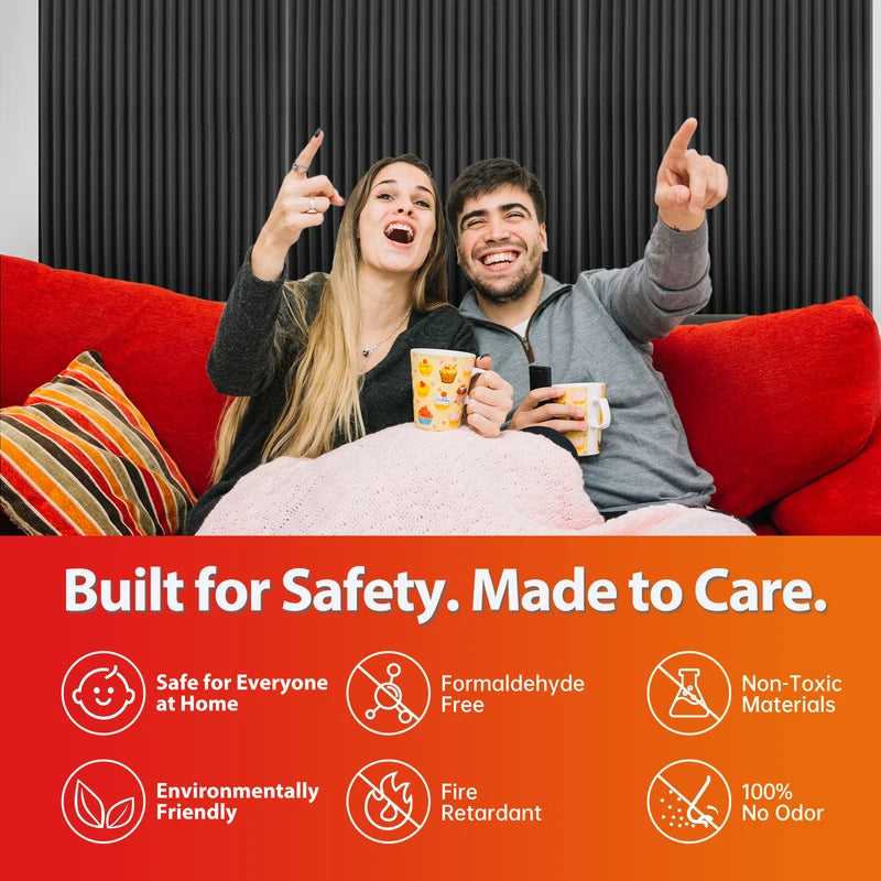 TOUO Acoustic Panels Wedge Foam 47.2"x23.6" 1-4Pack Noise Reducing Soundproof Wall Tiles for Home Theater Bar Studio