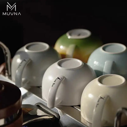 MUVNA Coffee and tea tools Cups 280ml/for Latte,Hot Tea,Cappuccino,Mocha,Cocoa,White/Cup and Saucer Set/Ceramic Latte Coffee Cup.