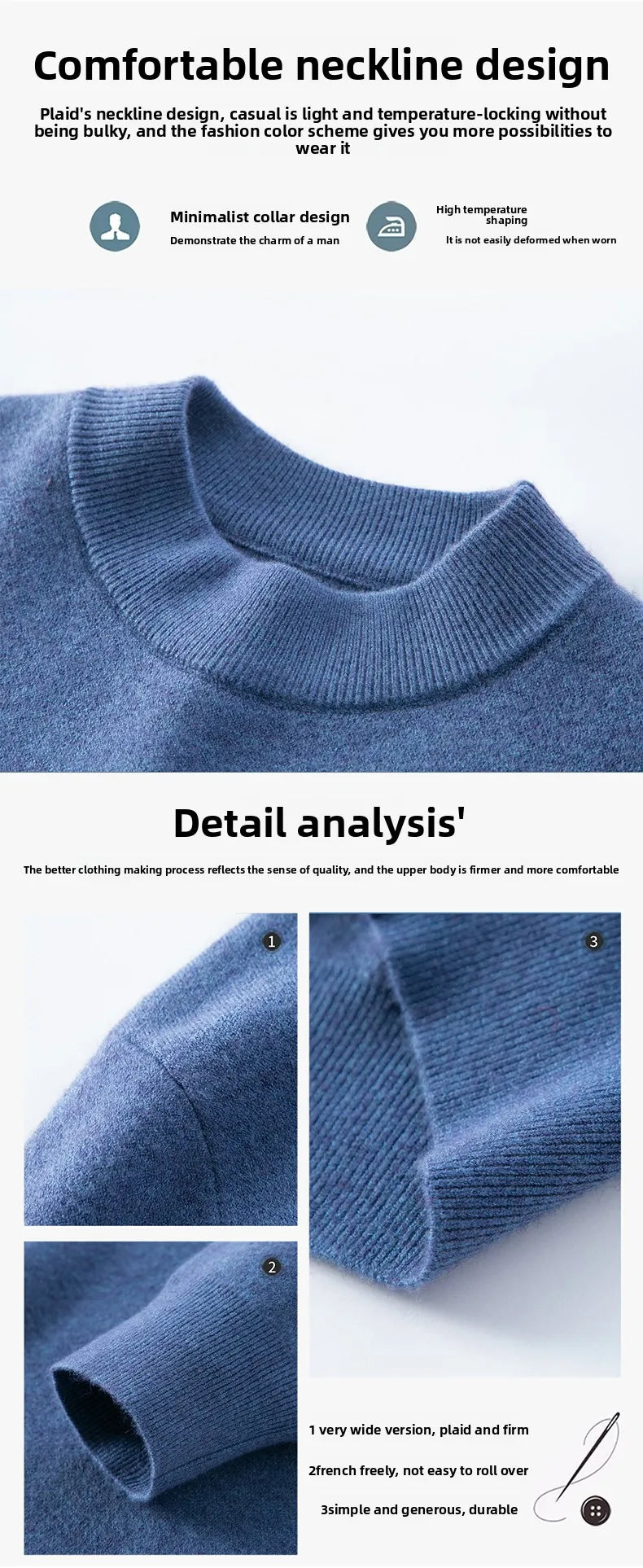 High End Anti-pilling Thick New Fashion Brand Casual Knit Pullover Sweater Half Turtleneck Mens Jumper Designer Clothing.
