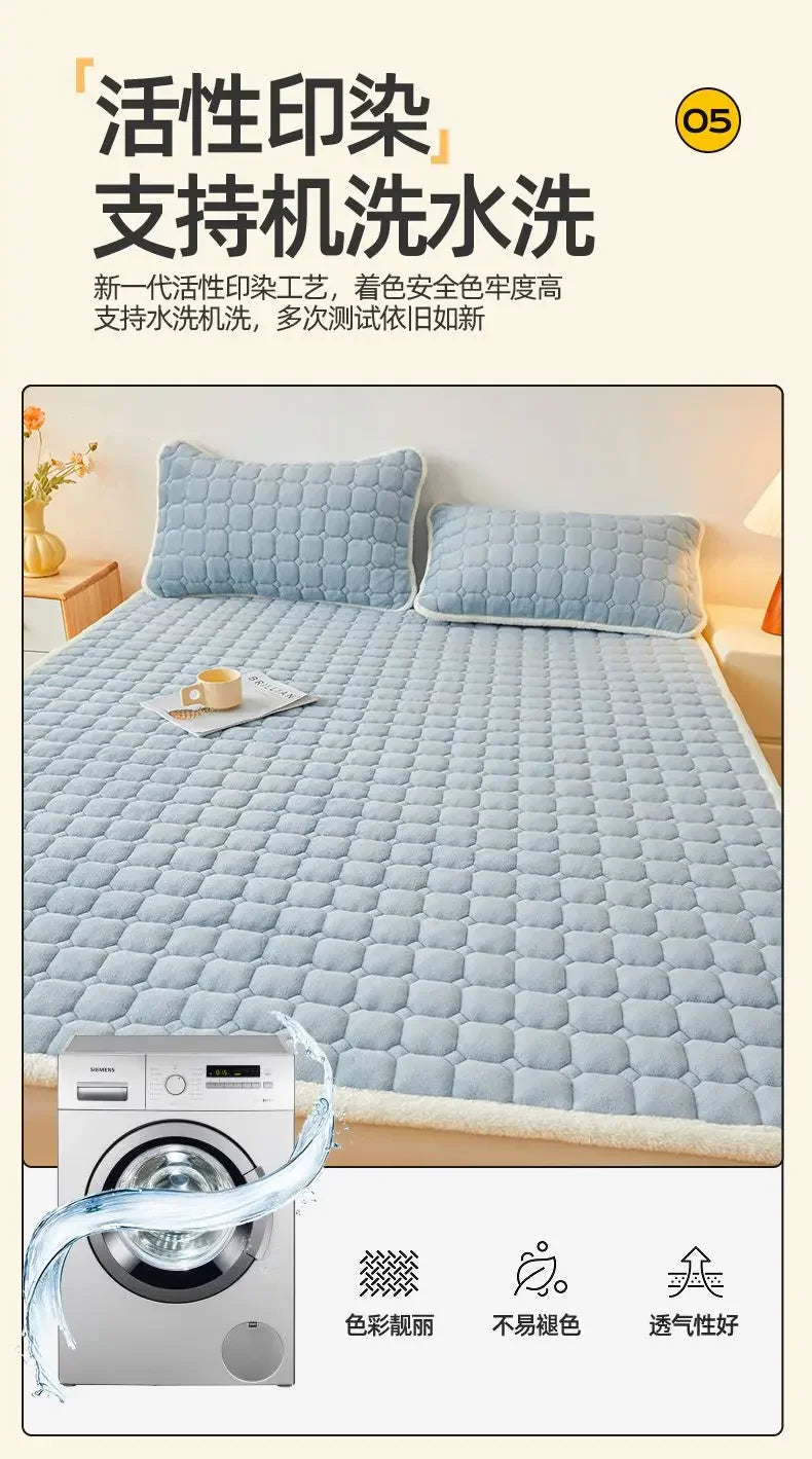 2024 New Class A Thickened Milk Fleece Mattress Winter Warm Fleece Bed Cover Student Dormitory Mat Quilt.