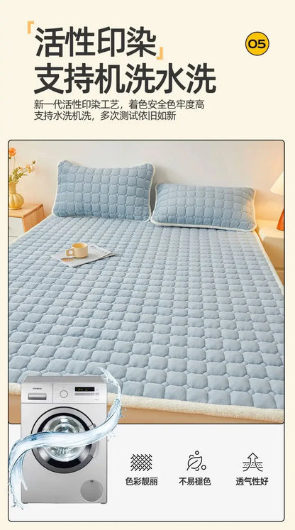 2024 New Class A Thickened Milk Fleece Mattress Winter Warm Fleece Bed Cover Student Dormitory Mat Quilt.